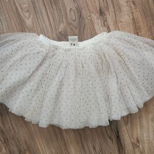 Mud Pie White Tulle Skirt with Gold Accents